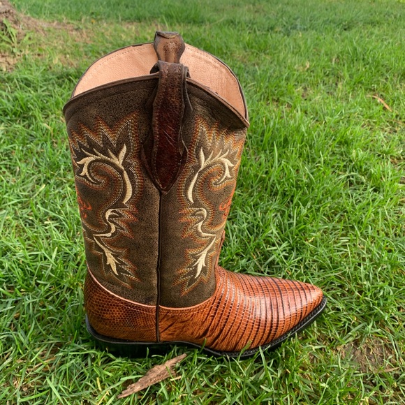 MENS COWBOY BOOTS LIZARD PRINT LEATHER HONEY BOTAS - Picture 4 of 8
